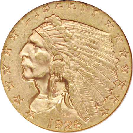 Two 1926 Indian quarter-eagles. NGC MS-62.