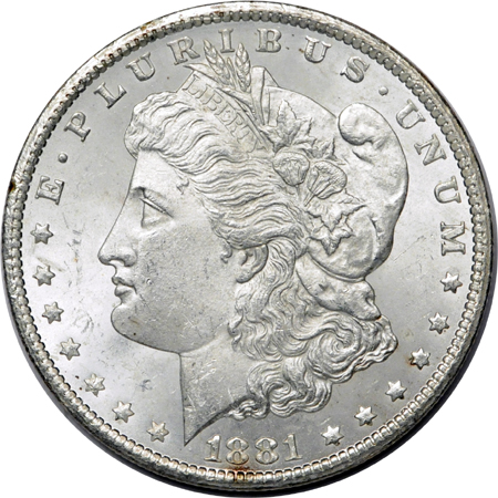 1881-CC and 1891-CC Morgan dollars.