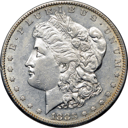 1883-S, 1884-S and 1885-S Morgan dollars, AU.