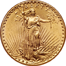1924 and 1927 Saint-Gaudens double-eagles, NGC MS-64.