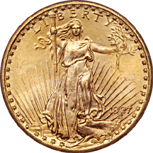 1908 No Motto and 1927 Saint-Gaudens double-eagles, PCGS.