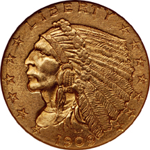 1909 and 1911 Indian quarter-eagles, NGC MS-61.