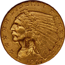 1926 and 1927 Indian quarter-eagles, NGC-MS-61.