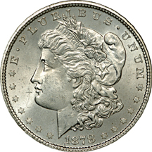 Three 1878 7TF Reverse of 78 Morgan dollars. NGC MS-64.