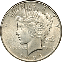 1926 and 1927 Peace dollars, NGC.