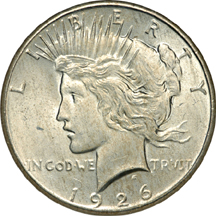 1926 and 1927 Peace dollars, NGC.