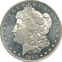 Seven 1883-O Morgan dollars, PCGS MS-63DMPL.