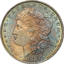 1885-O and 1904-O Morgan dollars, NGC.