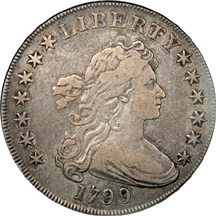 1799 (B-14, BB-167, R.3) Draped Bust dollar, NGC VF-25.