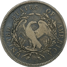 1795 3 Leaves (B-5, BB-27, R.1) Flowing Hair silver dollar, F.