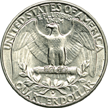 1932-D Washington quarter MS-60 details, cleaned.