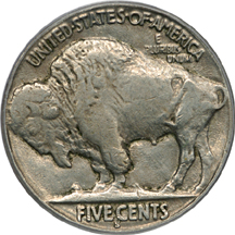 1921-S Buffalo Nickel Mint Error, Obverse Laminated Planchet. PCGS AU-50.