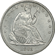 1861 'S.S. Republic Seated Liberty half-dollar, NGC certified.