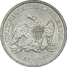 1861 'S.S. Republic Seated Liberty half-dollar, NGC certified.