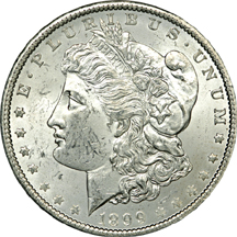 Tube of 1899-O Morgan dollars.