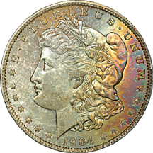 Tube of 1904-O Morgan dollars.