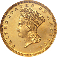 1862 Gold Dollar, NGC PF-67* Ultra Cameo Eliasberg.