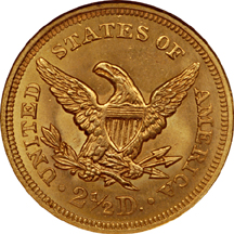 1851 Liberty Head quarter-eagle, NGC MS-67* Eliasberg.