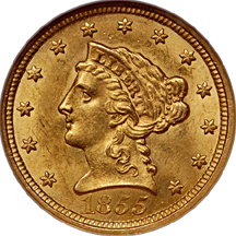 1855 Liberty Head quarter-eagle, NGC MS-62 Eliasberg.