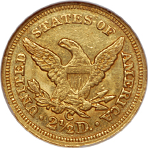 1850-C Liberty Head quarter-eagle, NGC AU-58 Eliasberg.