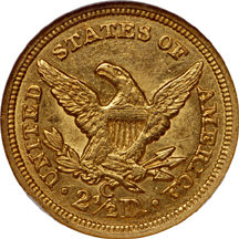 1852-C Liberty Head quarter-eagle, NGC AU-58 Eliasberg.