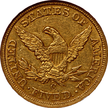 1847-C Liberty Head half-eagle, NGC AU-55 Eliasberg.