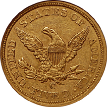 1855-C Liberty Head half-eagle, NGC AU-58 Eliasberg.