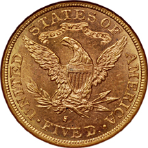 1881-S Liberty Head half-eagle, NGC MS-62* Eliasberg.