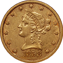 1858-S Liberty Head eagle, NGC AU-53 Eliasberg.