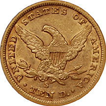 1858-S Liberty Head eagle, NGC AU-53 Eliasberg.