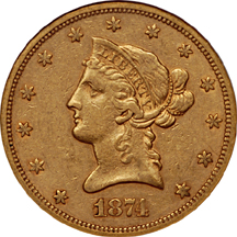 1874-S Liberty Head eagle, NGC XF-40 Eliasberg.