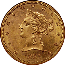 1885-S Liberty Head eagle, NGC MS-62 Eliasberg.