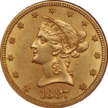 1887-S Liberty Head eagle, NGC AU-58 Eliasberg.