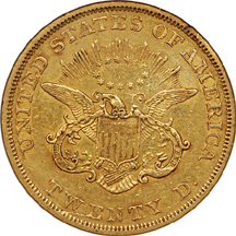 1850 Liberty double-eagle, NGC AU-53 Eliasberg.