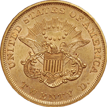 1853 Liberty double-eagle, NGC AU-58 Eliasberg.