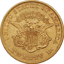 1856 Liberty double-eagle, NGC AU-53 Eliasberg.