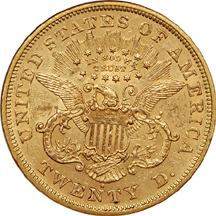 1872-S Liberty double-eagle, NGC AU-55 Eliasberg.