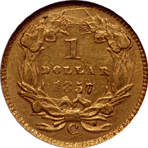 1857-C Gold Dollar, NGC AU-58 Eliasberg.