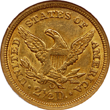 1840-O (large O) Liberty Head quarter-eagle, NGC AU-58 Eliasberg.