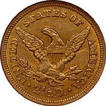 1848-C Liberty Head quarter-eagle, NGC AU-58 Eliasberg.