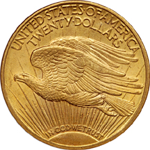 1909/8 Saint-Gaudens double-eagle, NGC MS-61 Eliasberg.