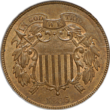 1866 (x2) and 1868 Two cents, PCGS.