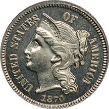 1870 and 1873, Closed 3, PCGS PF-64.