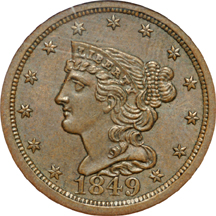 1849 Large Date (C-1, R-2) and 1851 (C-1, R-1) Coronet half-cents, PCGS.