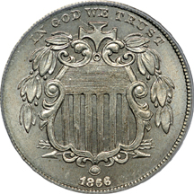 1866 w/ Rays. PCGS MS-64.