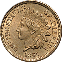 1859 and 1861 "copper-nickel" Indian Head cents, PCGS.