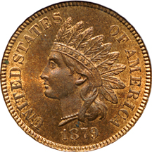 1879, 1884, and 1885 Indian Head cents, PCGS.