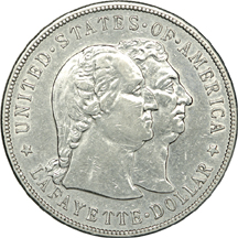 1893 Isabella Quarter and 1900 Lafayette commemorative silver dollar, XF.