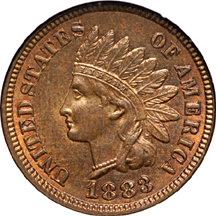 1879, 1881, 1882 and 1883 Indian Head cents, NGC.