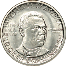 1950 (PDS) and 1951 (PDS) Booker T. Washington plus 1953 (P and D) and 1954 (PDS) George Washington Carver commemorative half-dollars, NGC.